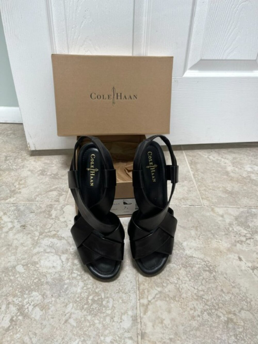 Cole Haan Air Dinah Black Wedge Sandal Size 7 B